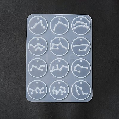 Twelve Constellations Round Pendants Silicone Molds DIY-G073-01-1