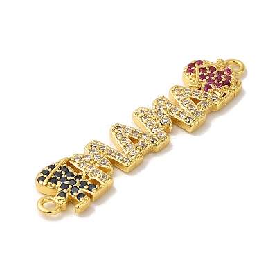 Rack Plating Brass Micro Pave Colorful Cubic Zirconia Connector Charms KK-K377-82G-1