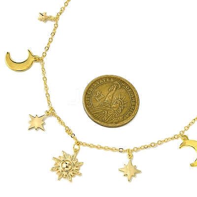 Moon & Star & Sun Brass Pendant Necklaces X1-NJEW-TA00164-1