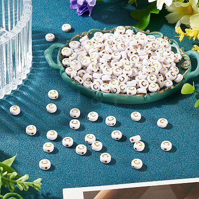 500Pcs Plating Acrylic Beads PACR-TADJ0001-01C-1
