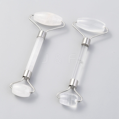 Natural Quartz Crystal Brass Face Massager MRMJ-G009-49P-1