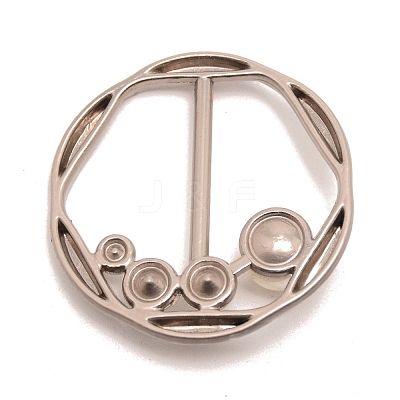Flat Round Alloy Resin Imitation Pearl Slide Buckles JEWB-TAC0003-02A-1