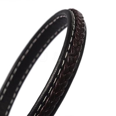 Leather Braided Cord Bracelets BJEW-E293-02P-1