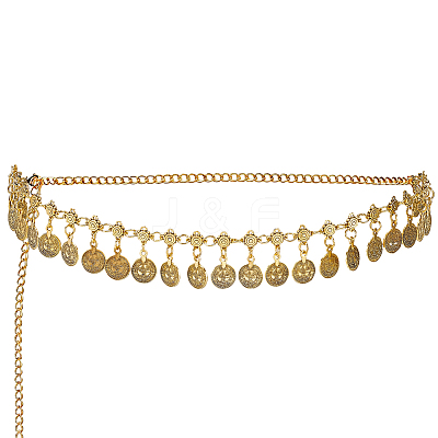1Pc Tibetan Style Alloy Coin Tassel Waist Belly Chains for Women AJEW-GF0015-06AG-1