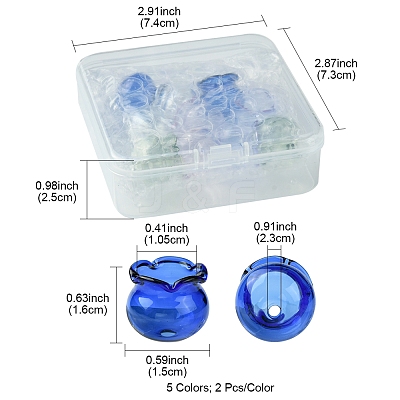 10Pcs 5 Colors Jellyfish Glass Bead Cone GLAA-FS0001-81-1