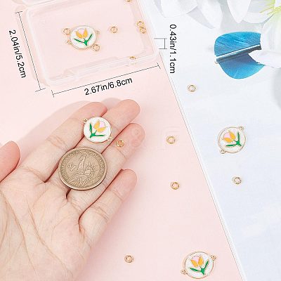 6Pcs Brass Colorful Enamel Connector Charms FIND-CN0001-24-1