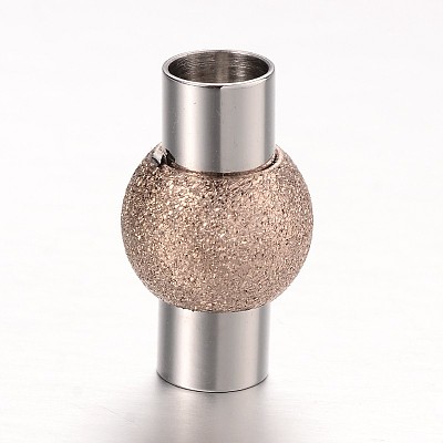 Textured 304 Stainless Steel Column Magnetic Clasps with Glue-in Ends STAS-I045-11-1