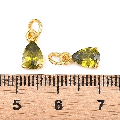 Brass Pave Cubic Zirconia Charms KK-K340-51G-06-1