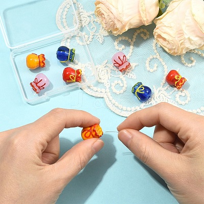 8Pcs 4 Colors Imitation Jade Glass Beads GLAA-YW0005-60-1