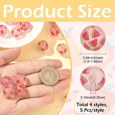 20Pcs 4 Styles Transparent Frosted Acrylic Beads FACR-YW0001-12-1