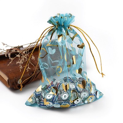 Heart Printed Organza Bags OP-X0001-06-1
