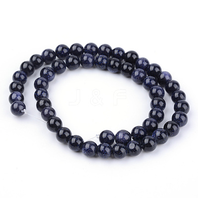 Synthetic Blue Goldstone Beads Strands X-G-Q462-6mm-28-1