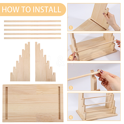 6-Tier Wooden Jewelry Bracelet Organizer Display Riser Stands ODIS-WH0086-162B-1