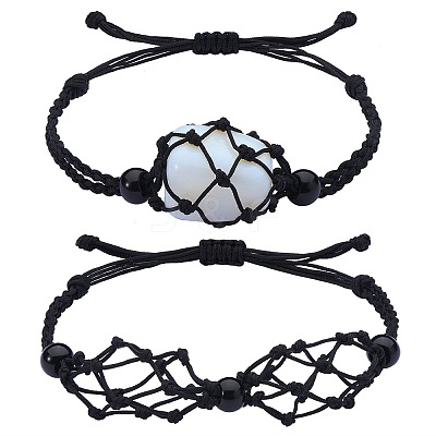Adjustable Braided Nylon Cord Macrame Pouch Bracelet Making AJEW-SW00013-15-1