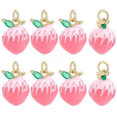 8Pcs Brass Micro Pave Cubic Zirconia Pendants KK-BBC0027-43-1