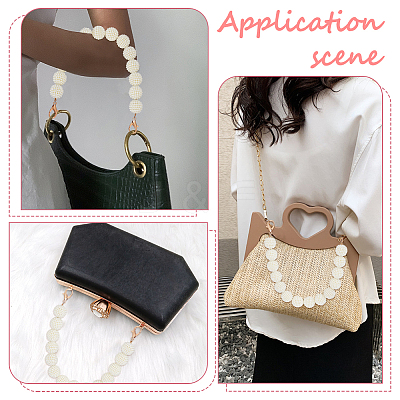 Plastic Imitation Pearl Berry Beaded Chain Bag Handles FIND-WH0111-205-1