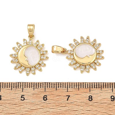 Brass Micro Pave Clear Cubic Zirconia Pendants CU-T001-09G-A-1