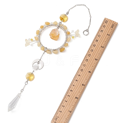 Natural Topaz Jade & Citrine & Glass Suncatcher HJEW-TA00454-02-1