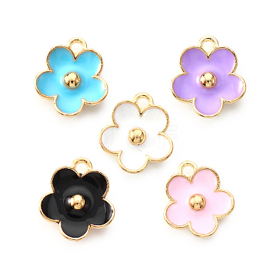 Light Gold Plated Alloy Enamel Pendants X-ENAM-R136-16-1