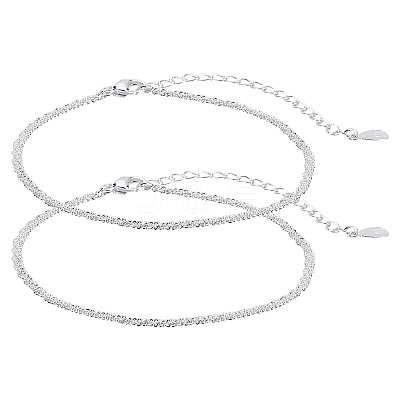 2Pcs Brass Micro Pave Cubic Zirconia Cable Chains Bracelets for Women BJEW-LP0011-12-1
