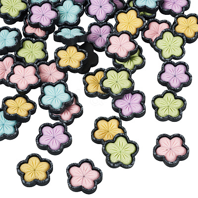 50Pcs 5 Colors Sakura Opaque Resin Cabochons CRES-TA0001-74-1