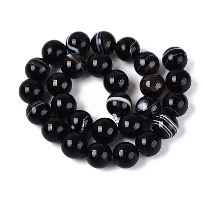 Natural Banded Agate Beads Strands G-Q608-18A-1