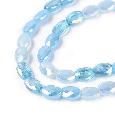 Electroplate Imitation Jade & Opaque & Transparent Glass Beads Strands EGLA-Q135-4x6MM-01A-1