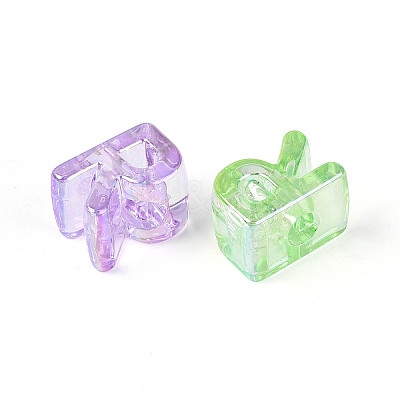 UV Plating Transparent Acrylic European Beads OACR-M027-02R-1