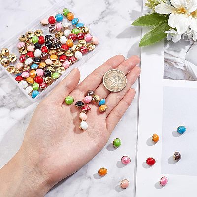 100Pcs 10 Style 1-Hole Brass Resin Button BUTT-NB0001-41-1