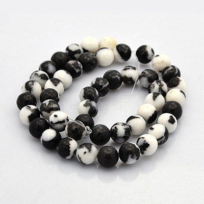Round Natural Zebra Jasper Gemstone Beads Strands G-N0120-31-8mm-1