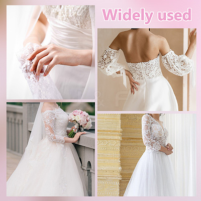 Flower Pattern Polyester Lace Cuff Mesh Long Fingerless Gloves AJEW-WH0455-019-1