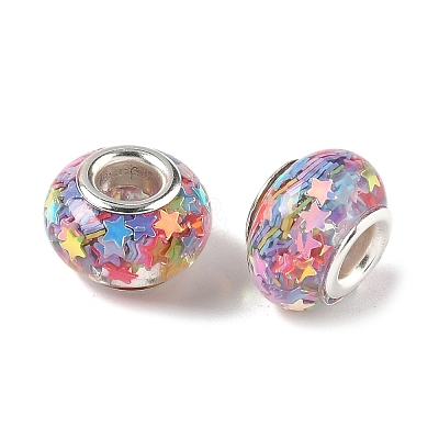 Transparent Resin Rondelle European Beads RESI-S023-07-1