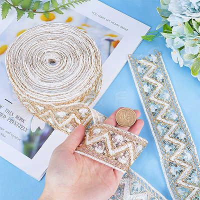 Sparkle Polyester Embroidery Ribbon OCOR-WH0070-76B-1