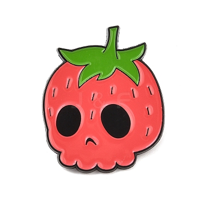 Strawberry Skull Enamel Pins JEWB-C048-02A-EB-1