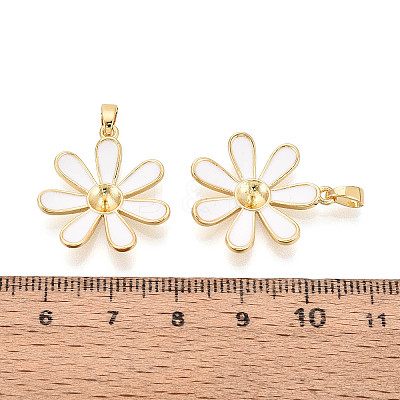 Brass with Enamel Cup Pearl Peg Bails Pin Pendants KK-T079-30G-1