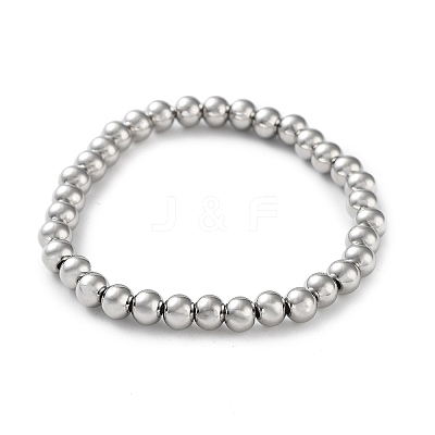 Non-Tarnish 316 Surgical Stainless Steel Round Beaded Stretch Bracelets BJEW-M305-01D-P-1