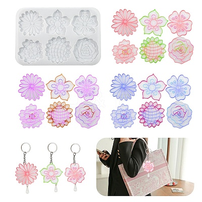DIY Silicone Flower Pendant Molds X1-AJEW-M228-01-1