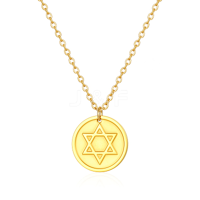 Stylish 304 Stainless Steel Star of David Pendant Necklace for Women's Daily Wear LS-NW9851-1-1