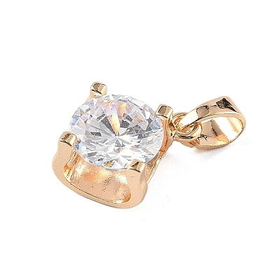 Brass Micro Pave Cubic Zirconia Pendants KK-E795-29KCG-04-1