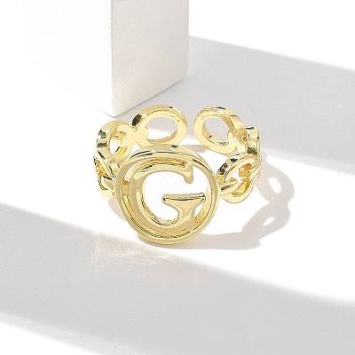 Brass Open Cuff Rings for Women RJEW-K289-01G-G-1