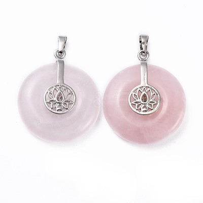 Natural Rose Quartz Pendants G-F640-B05-1