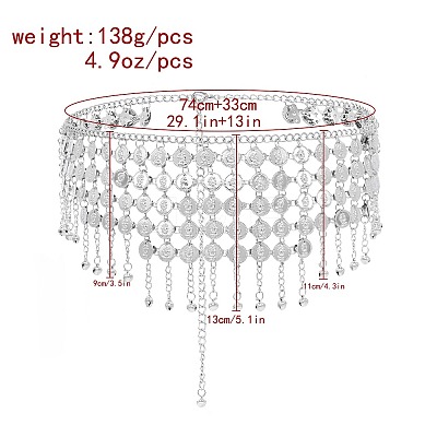 Iron Multi-Layered Coin Tassel Waist Belly Chains for Women FS-WG4A907-02-1