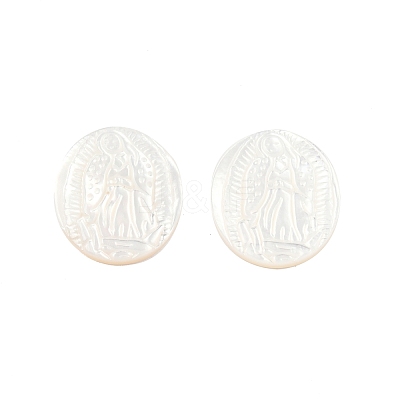 Natural White Shell Cabochons SSHEL-N034-138-1