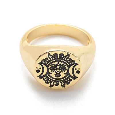 Brass Signet Ring for Women RJEW-E058-01G-08-1