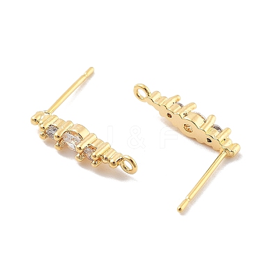 Brass Clear Cubic Zirconia Stud Earring Findings KK-A238-02C-G-1