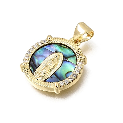 Brass Micro Pave Clear Cubic Zirconia Pendants CU-CBAF50C-01C-G03-1