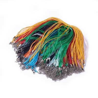 Waxed Cord and Organza Ribbon Necklace Making NCOR-T002-M-1