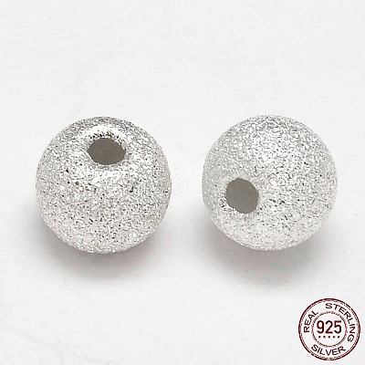 Round 925 Sterling Silver Textured Beads STER-F012-23D-1