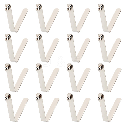 16Pcs V-shape Stainless Steel Push Button Spring Clip STAS-MA0001-13-1