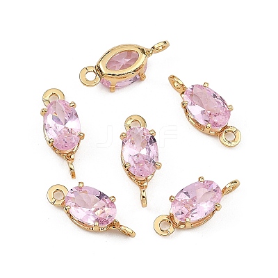 SHEGRACE Brass Pave Cubic Zirconia Oval Connector Charms XGRQ2O174-437B-G-1
